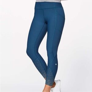 Lululemon Tight Stuff Tight Size 6 Dark Blue Legging Reflective Running